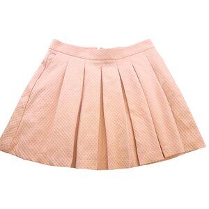 ELLE Womens Pink Pleated Polka Dot Embossed Fully Lined Skirt Pockets Zipper 10